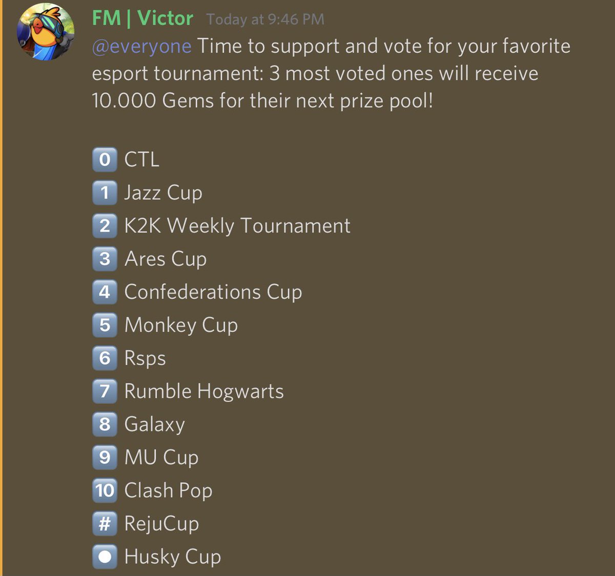 RumbleStars's tweet photo. Time to support and vote for your favorite #esport tournament: 3 most voted ones will receive 10.000 Gems for their next prize pool!

Join our official Discord if you wanna vote: https://t.co/jki2lSZG0s https://t.co/42knU1C017
