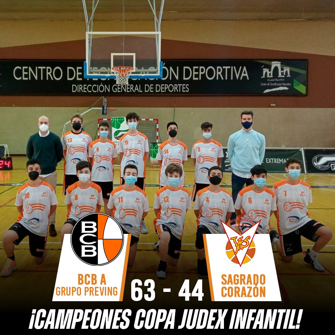 BCBBadajoz's tweet photo. ¡Campeones de la Copa Infantil Judex! 🏆🎉

BCB @GrupoPreving 63-44 @SagradoCoraznCC 

Enhorabuena, chicos.

📸 fotografía: @FExB 

#SomosBCB https://t.co/WhT5epXjyC