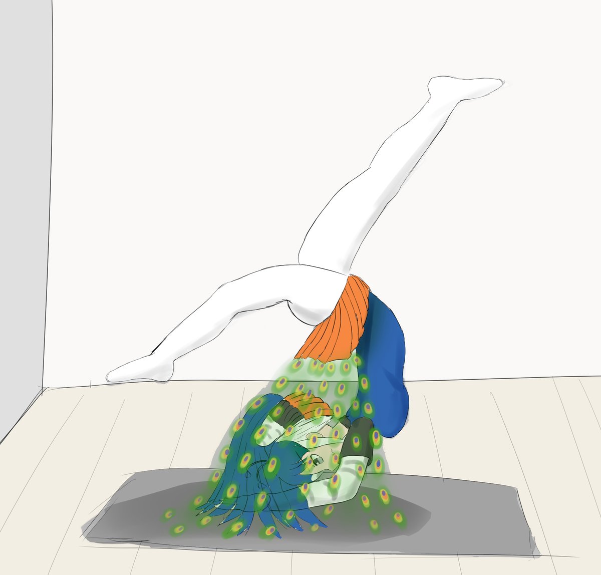 ピンチャマユーラアサナをしてるクジャクさん 