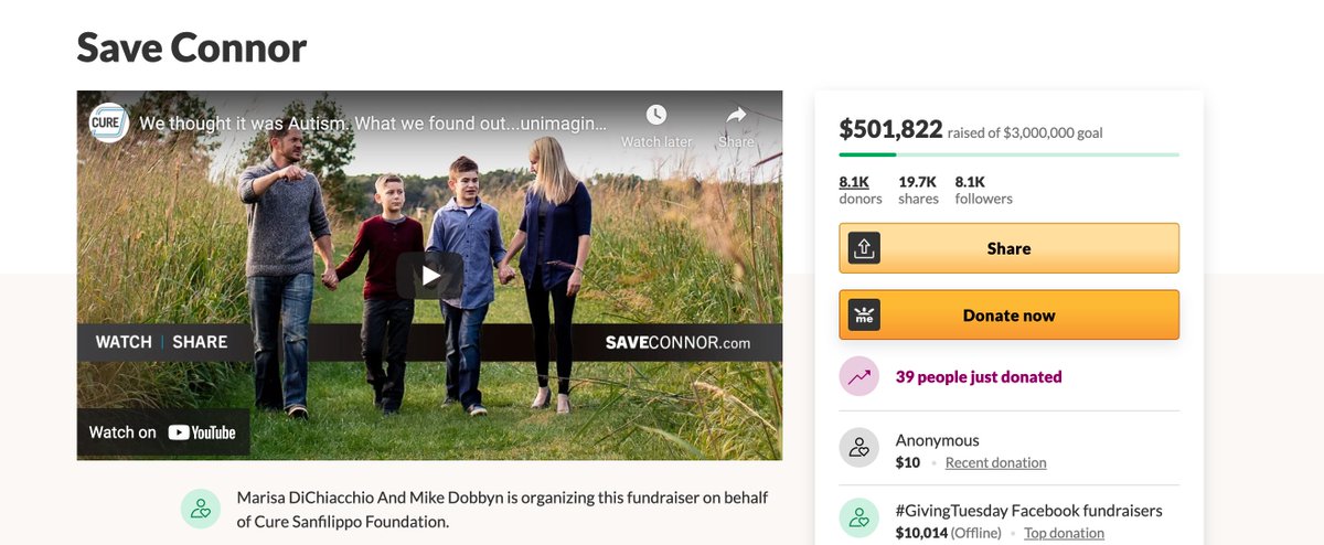 WOooHhhOoo we just broke half a million dollars on our fundraising campaign to raise 3million dollars to fund the manufacturing and trial of a gene therapy treatment. THANK YOU for SUPPORTING our families and giving our kids a chance to FIGHT their FATE! Happy dance.