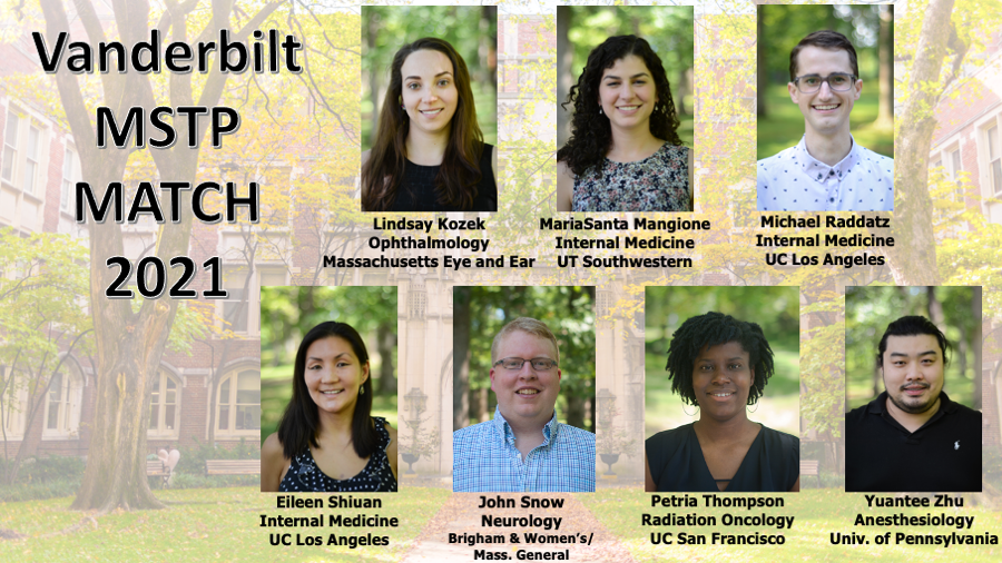 Congratulations to all of our M4s on your amazing residency matches! We are so proud of you all! <a href="/LindsayKlofas/">Lindsay Klofas</a> <a href="/msm128/">X</a> <a href="/MichaelR21/">Michael Raddatz</a> <a href="/EileenShiuan/">Eileen Shiuan</a> <a href="/Petria_Thompson/">Petria Thompson, MD, PhD</a> (2/2) #MDPhDresidencymatch #MatchDay2021