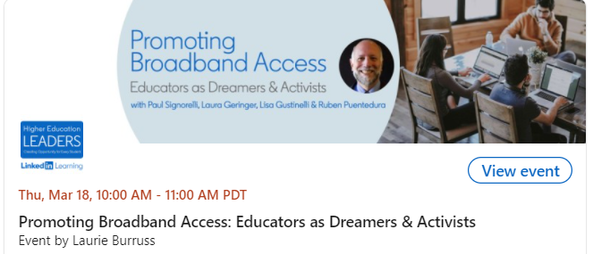 paulsignorelli's tweet photo. Wondering why #BroadbandAccess is important for work &amp; learning? @cosmodog, through LinkedIn Learning, hosted a session w/@L_Geringer, @techzebu, @rubenrp &amp; me yesterday to talk about @ShapingEDU's initiative: https://t.co/ui2XtwXqum. #ConnectedForLearning #DigitalAffluece https://t.co/lu1qSnEDhd