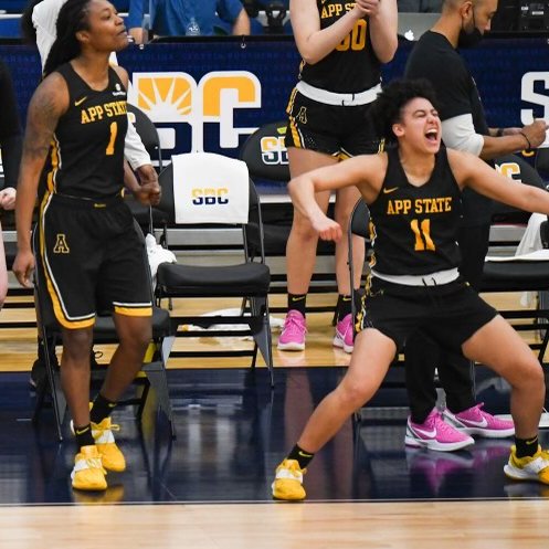 AppStateWBB's tweet photo. Never a doubt @yofaith4 is celebrating her teammates when they make a play. 😂

#FaithFaceFriday https://t.co/S9c4PfgLK9
