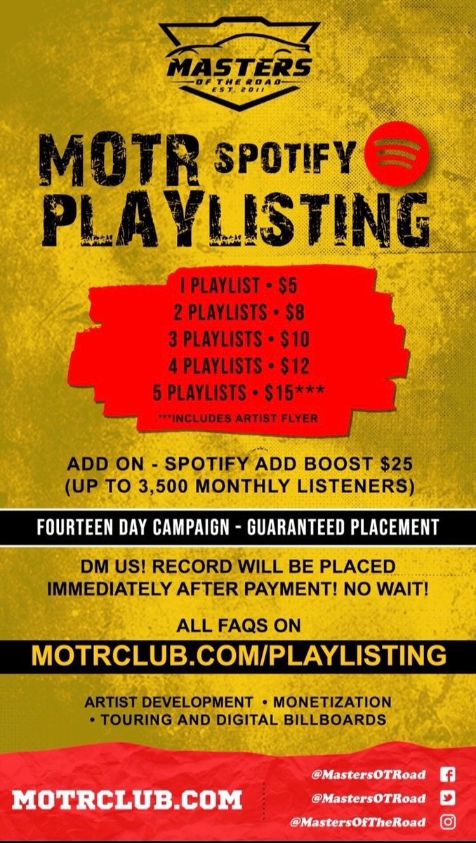 MastersOTRoad's tweet photo. Spotify Playlisting ⚠️ https://t.co/T0SdybET0d
