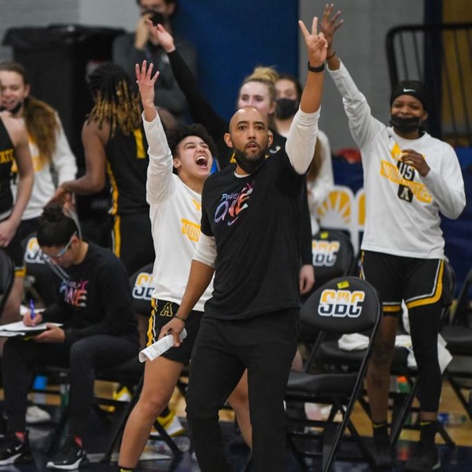 AppStateWBB's tweet photo. Never a doubt @yofaith4 is celebrating her teammates when they make a play. 😂

#FaithFaceFriday https://t.co/S9c4PfgLK9