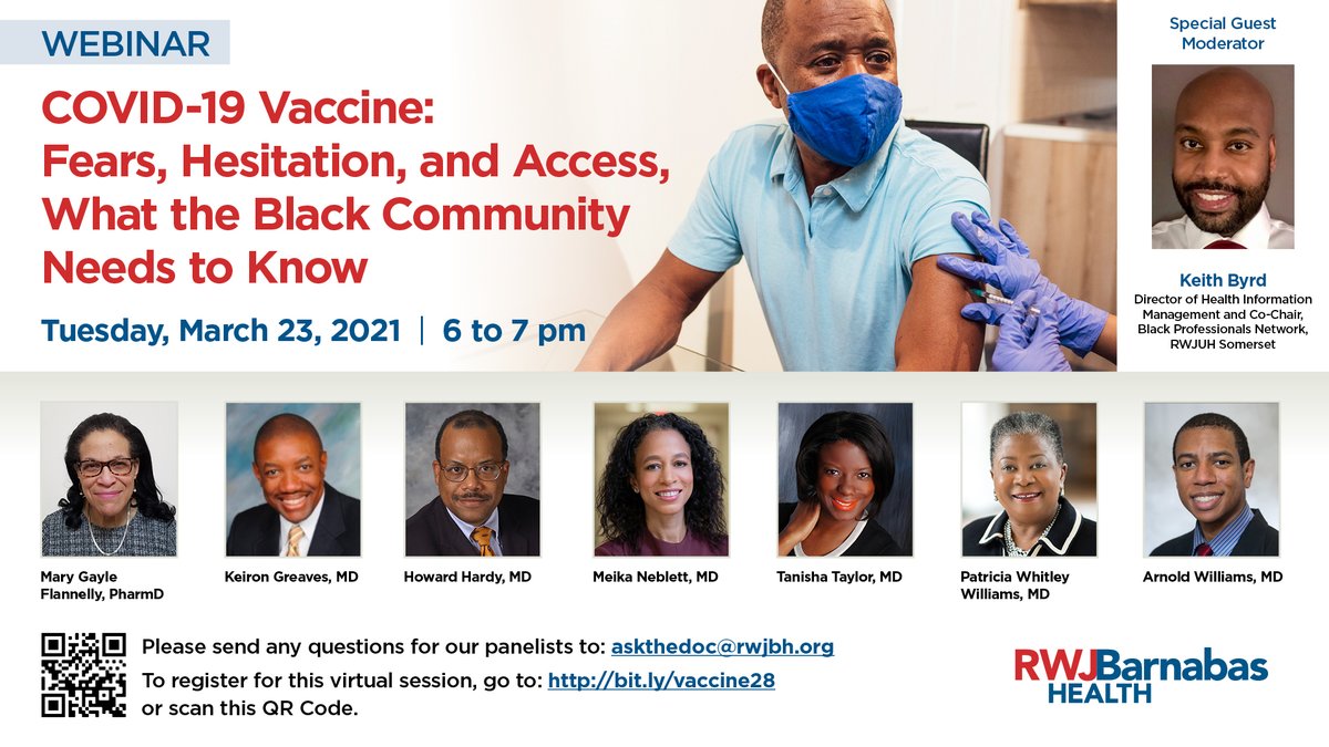 Join us next Tuesday, March 23 from 6 - 7 pm for a candid discussion led by a panel of experts. This event is free and all are welcome! To register for your event link visit bit.ly/vaccine28

#LetsBeHealthyTogether #COVID19vaccine