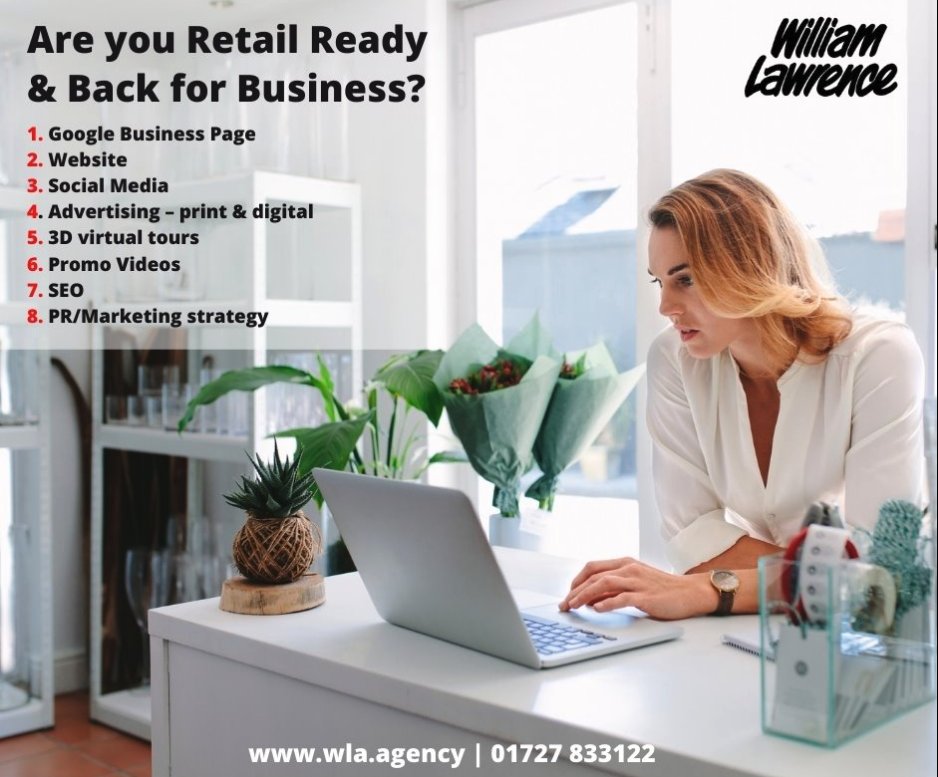 Will you be Retail Ready and Back for Business on 12th April? We're helping Hertfordshire companies in the next few weeks to ensure they'll be ready to welcome back customers effectively. Need our help? 01727 833122 info@wla.agency
#backforbusiness #business #RetailReady