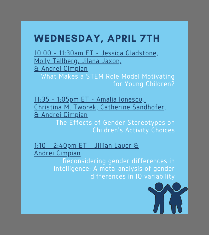AndreiCimpian's tweet image. Our lab&apos;s #SRCD2021 presentations, organized by day/time! Featuring the fabulous @sophieharnold @ahbailey04 @thekateblock @J_Gladstone7 @melismuradoglu @AndreaCVial + Jillian Lauer and Vivian Liu, who aren&apos;t on Twitter!

Looking forward!!! Hope to see you there! 

👇 👇 👇