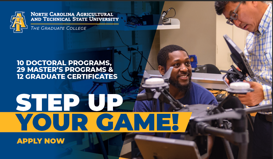 gradncat's tweet photo. Apply today! https://t.co/BxMKpJTfjd #NCAT #AggiePride https://t.co/v5UTXVgpqy