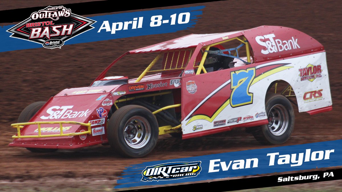 DIRTcarRacing's tweet photo. #BristolBash | 𝘿𝙧𝙞𝙫𝙚𝙧 𝘾𝙤𝙣𝙛𝙞𝙧𝙢𝙚𝙙

@EvanTaylor7 is headed for @BMSupdates! Taylor scored a Feature win at @BedfordSpeedway last year and has been a supporter of DIRTcar events @EldoraSpeedway, @Lernerville and @TheDirtTrack.

🎟 https://t.co/C5ys0Ls1fT
📺 @DIRTVision https://t.co/1eJj3S1ewy