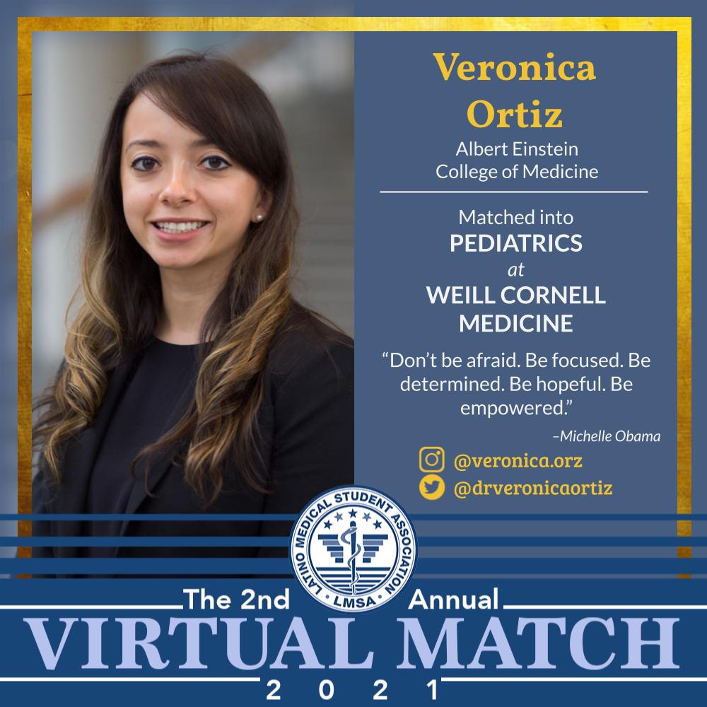 Our Northeast CIO, @drveronicaortiz has matched in Pediatrics at Weill Cornell!