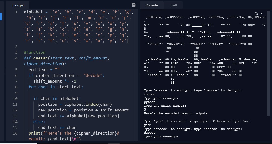 20Chandak's tweet photo. #DAY8  #100DaysOfCode  #100daysofcodechallenge #python 8/100 : Caesar Cipher https://t.co/PsDiK70e0Q