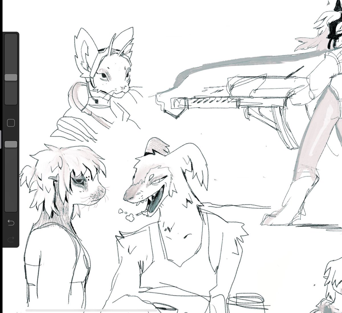 just some funny little oc doodles. sci-fi furry world 