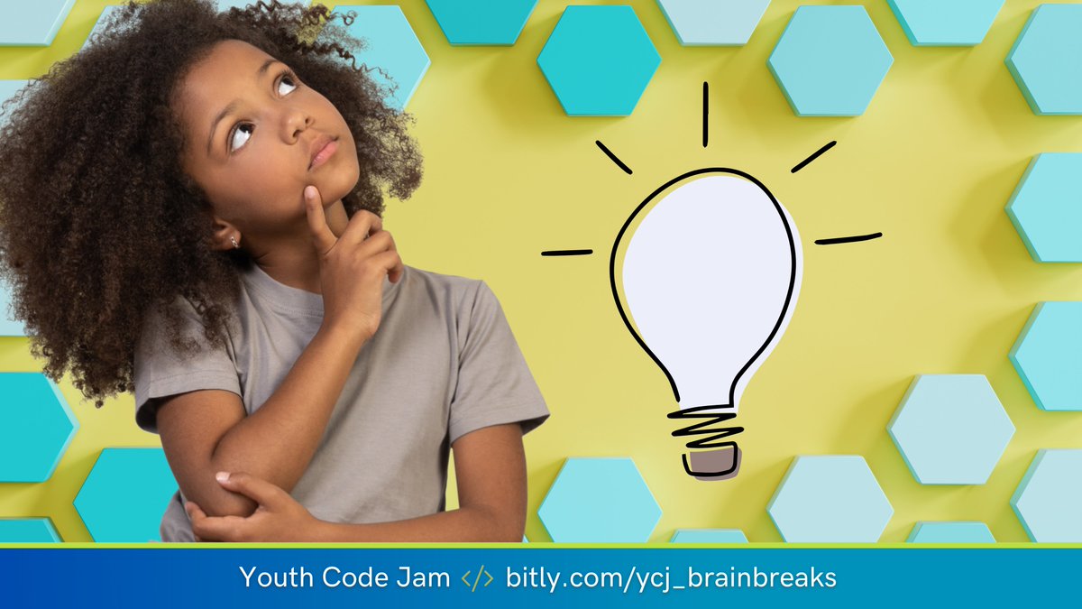 YouthCodeJam's tweet image. Need of a screen break? A quick refresh? Check out our Brain Breaks!
These byte-sized coding activities, riddles, and brain teasers are available for free in English and Spanish at bitly.com/ycj_brainbreaks!
#CSforALL #codingactivities #codenewbies