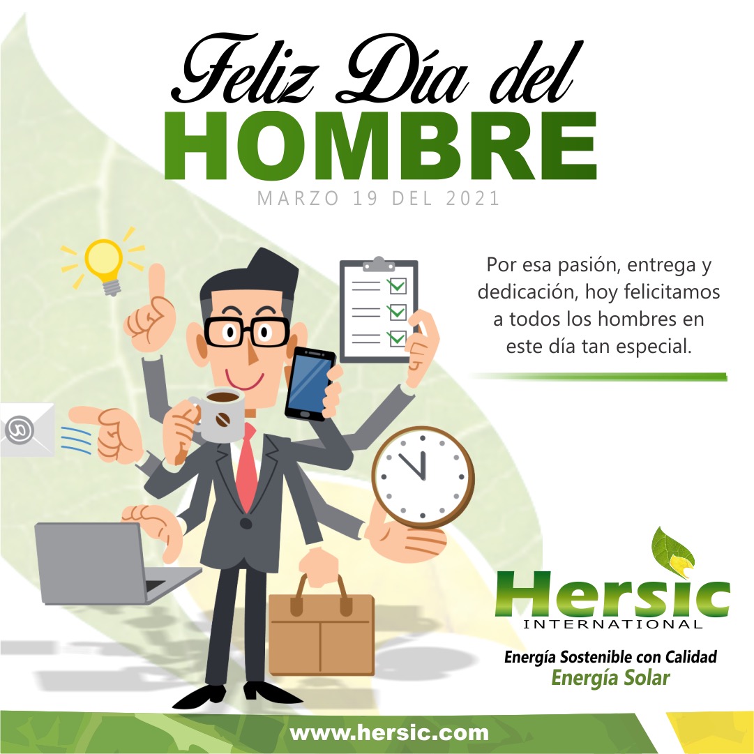 Hersicint's tweet photo. Felicidades a todos los hombres en este día. Reconocemos hoy esa valentía y disciplina.
Hersic International
Energía Sostenible con Calidad ⚡
Energía Solar ☀️
.
.
.
#diadelhombre #hersic #hersicinternational #energiasolar #renovable #diaespecial https://t.co/K7ThKOPrrK