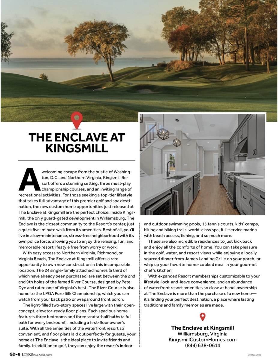 The Spring LINKS issue is live online, featuring The Enclave at Kingsmill! Check out the Spring publication: mydigitalpublication.com/publication/?m…

Contact Kingsmill Realty Today to learn more about The Enclave at Kingsmill! 📲 757.561.2722 📧real.estate@kingsmillrealty.com
