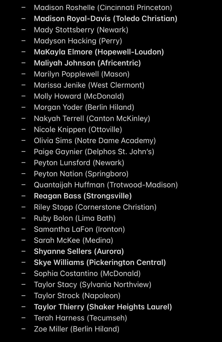 The Top 110 Senior Girls in Ohio! May be one of the best &amp; deepest classes in recent memory. TONS of Div. I, II &amp; III talent within this group! To spread the positivity TAG someone if you see them listed!