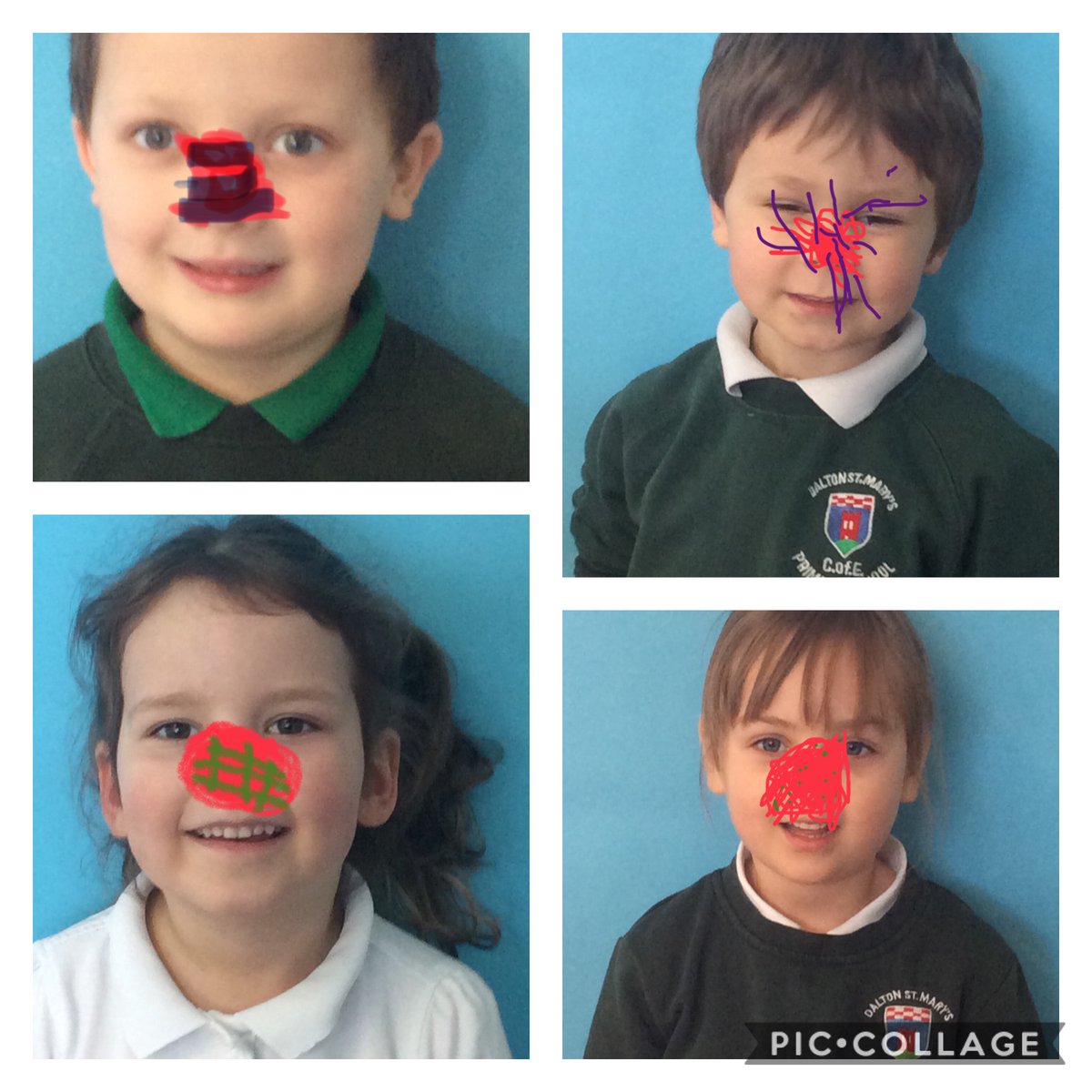DaltonStMarys's tweet photo. The Reception children didn’t want to miss out on the digital red noses so they created their own using the Mark Up tools after they had posed for a photo! #supermodels #comicrelief #earlydigitalskills #supportingagoodcause https://t.co/ekeCNrwdd8