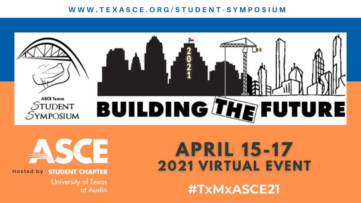 TEXASCEtweets's tweet photo. Earn up to 6 PDHs April 16 &amp; April 17, while supporting #CivilEngineering students — Register today for only $50! Learn more at https://t.co/Z9Ey2pMIuH 
#TxMxASCE21 #virtual #professionaldevelopment #TexASCE https://t.co/PQBkvUAR9A