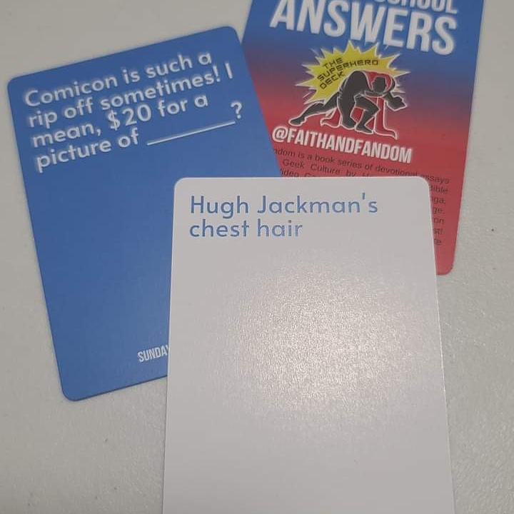 FaithandFandom's tweet image. Our SUPERHERO TEAM UP!!! With the game @SSAthegame is now available. This 50 card deck comes in under $10 and is designed as an expansion on the core deck for SSA, but also works with most versions of games like CAH, CCL, and more.
thegamecrafter.com/games/sunday-s…