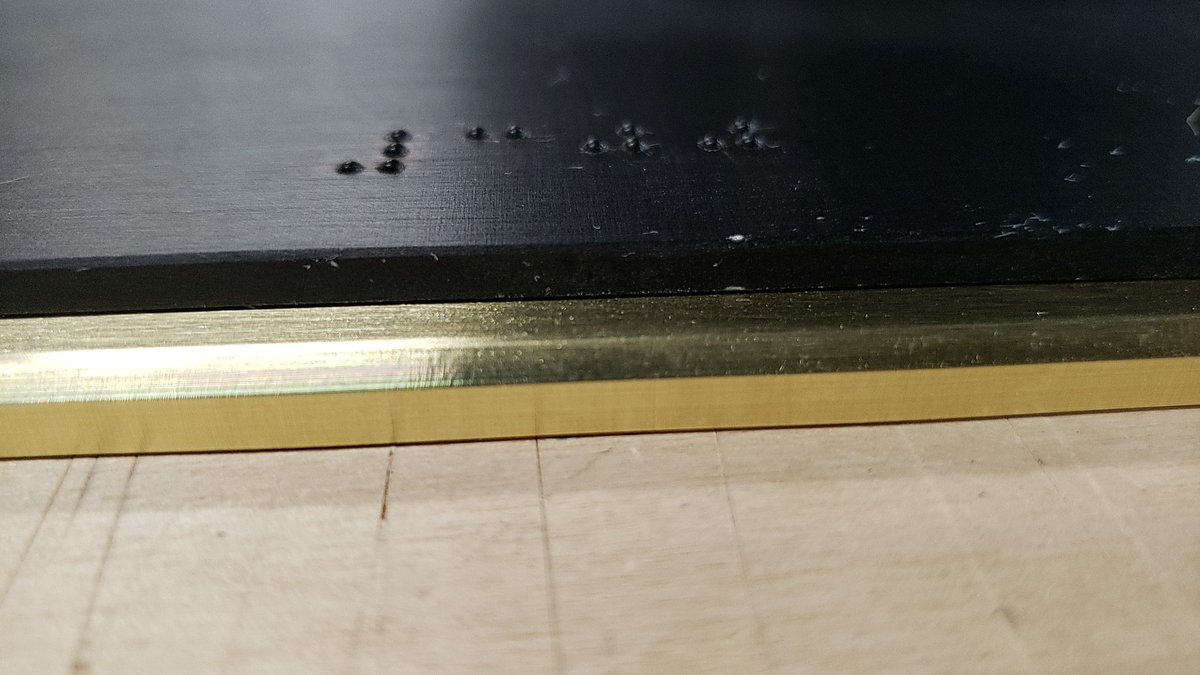 BuiltbyPhoenix's tweet photo. Here we are moving forward with parts and pieces.

Brass, anodized aluminum. All hand grained. Eventually these will have small brass letters applied along with vinyl lettering. We do the ADA braille as well. https://t.co/1VrukFSDTz