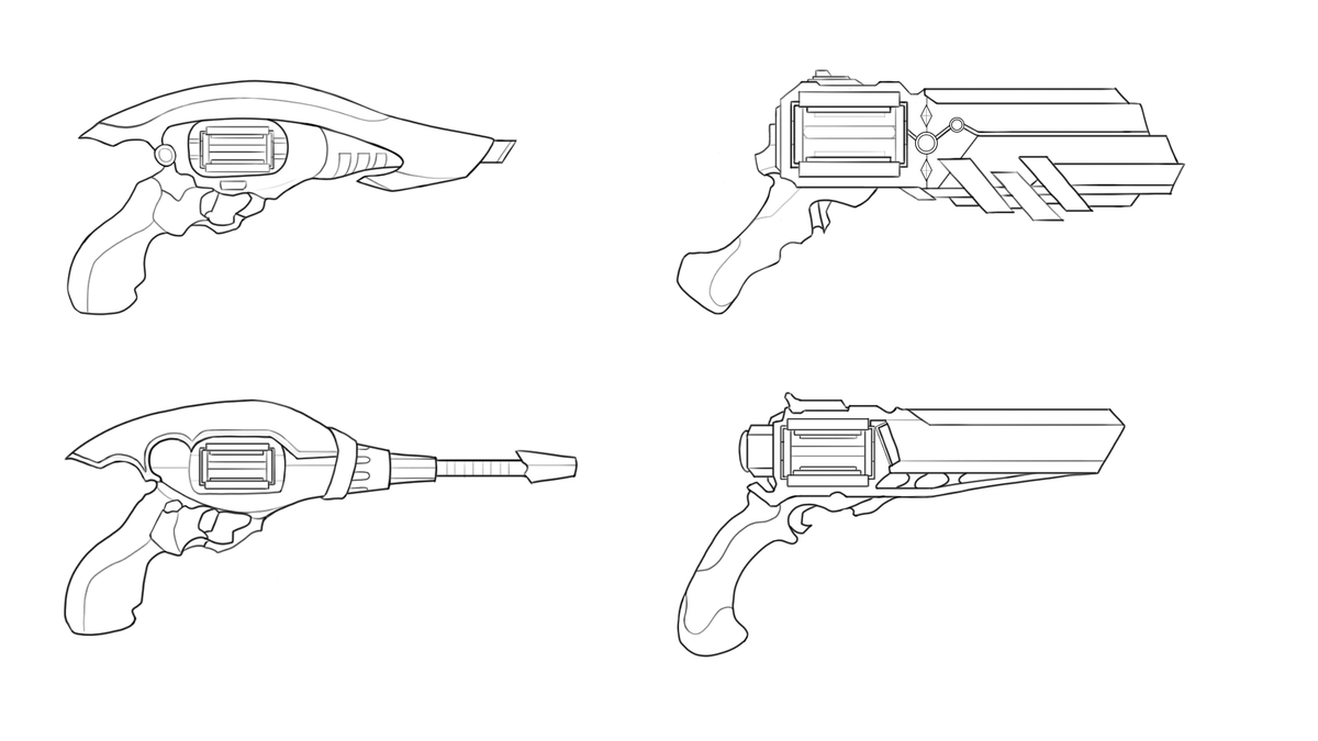 bc_gamestudios's tweet photo. The design process for the pistol blaster has been very exciting to watch! Design and modelling by Tommy Xiong, texturing by Phil Kukura. https://t.co/5xWtnCVwze