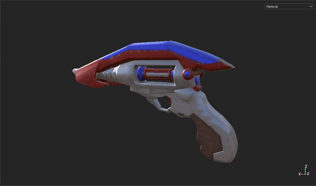 bc_gamestudios's tweet photo. The design process for the pistol blaster has been very exciting to watch! Design and modelling by Tommy Xiong, texturing by Phil Kukura. https://t.co/5xWtnCVwze