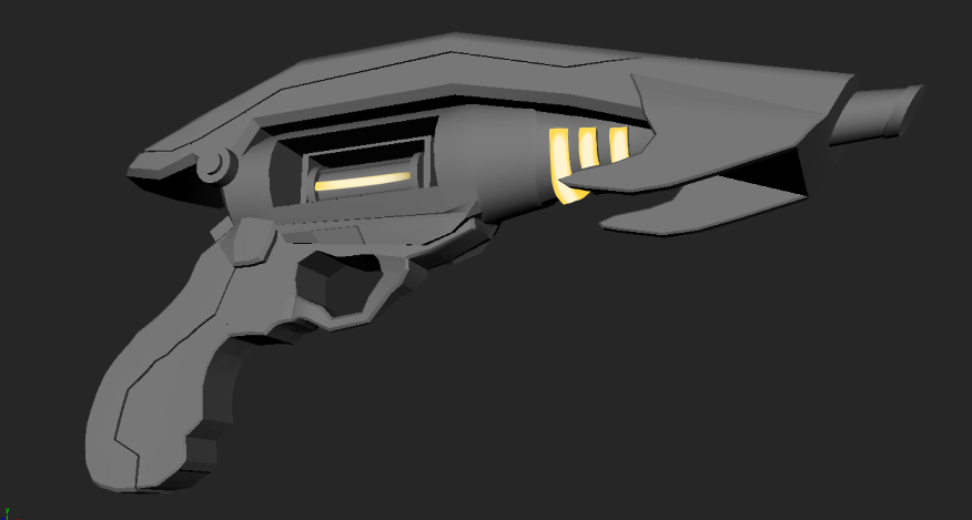 bc_gamestudios's tweet photo. The design process for the pistol blaster has been very exciting to watch! Design and modelling by Tommy Xiong, texturing by Phil Kukura. https://t.co/5xWtnCVwze