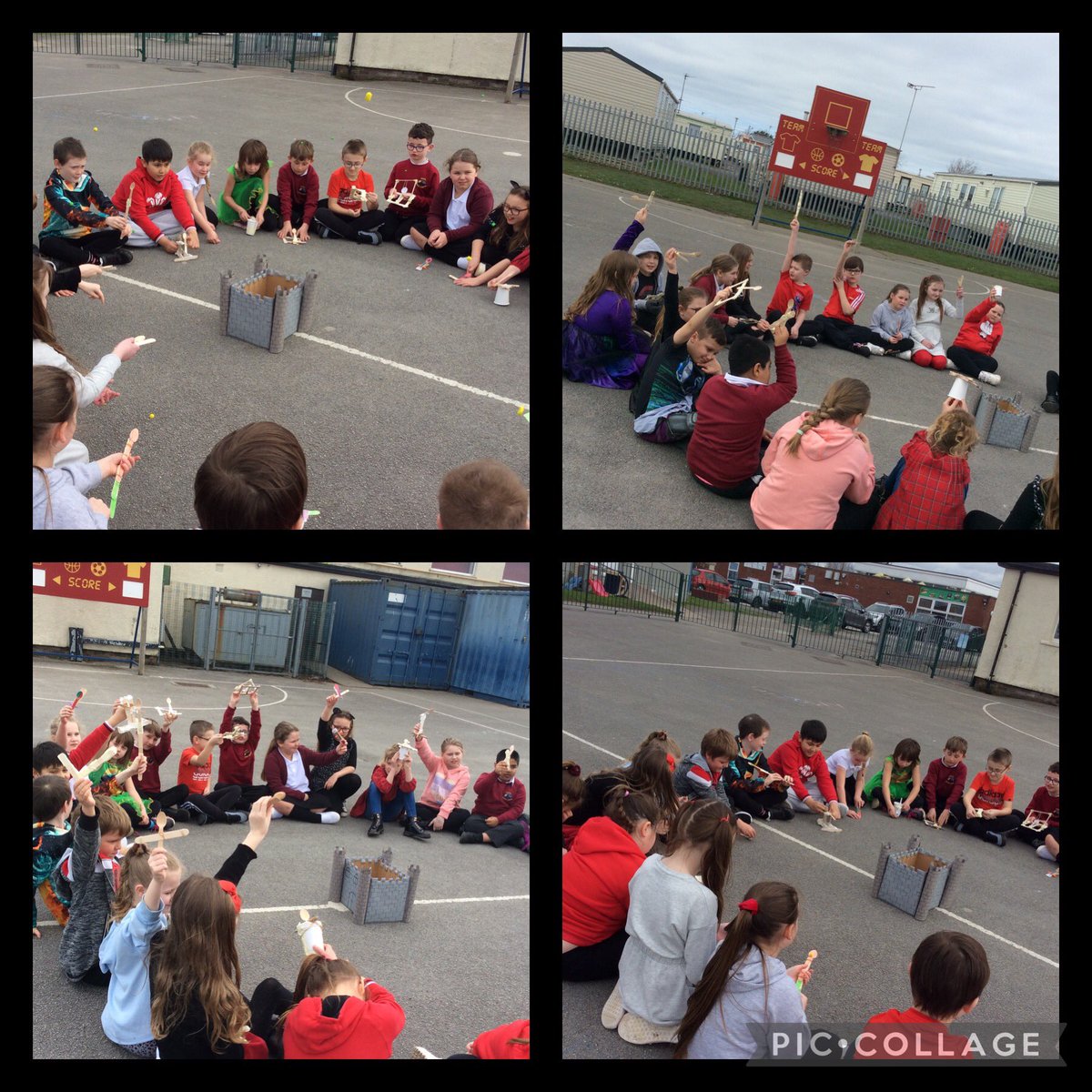 MaesOwen's tweet image. Dosbarth Mrs O’Connor had great fun this afternoon testing out their catapults. Very skilfully made and accurate shots to damage the castle walls! #aimtolearnlearntosucceed #superslingshots