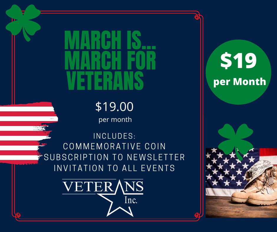 Only a few more days left! Join the MARCH! This March 'March for  Veterans' help our veterans in need with a monthly recurring donation. It is as simple as clicking below. We take care of the rest. #Marchforveterans
ow.ly/C3yQ50DNTB9