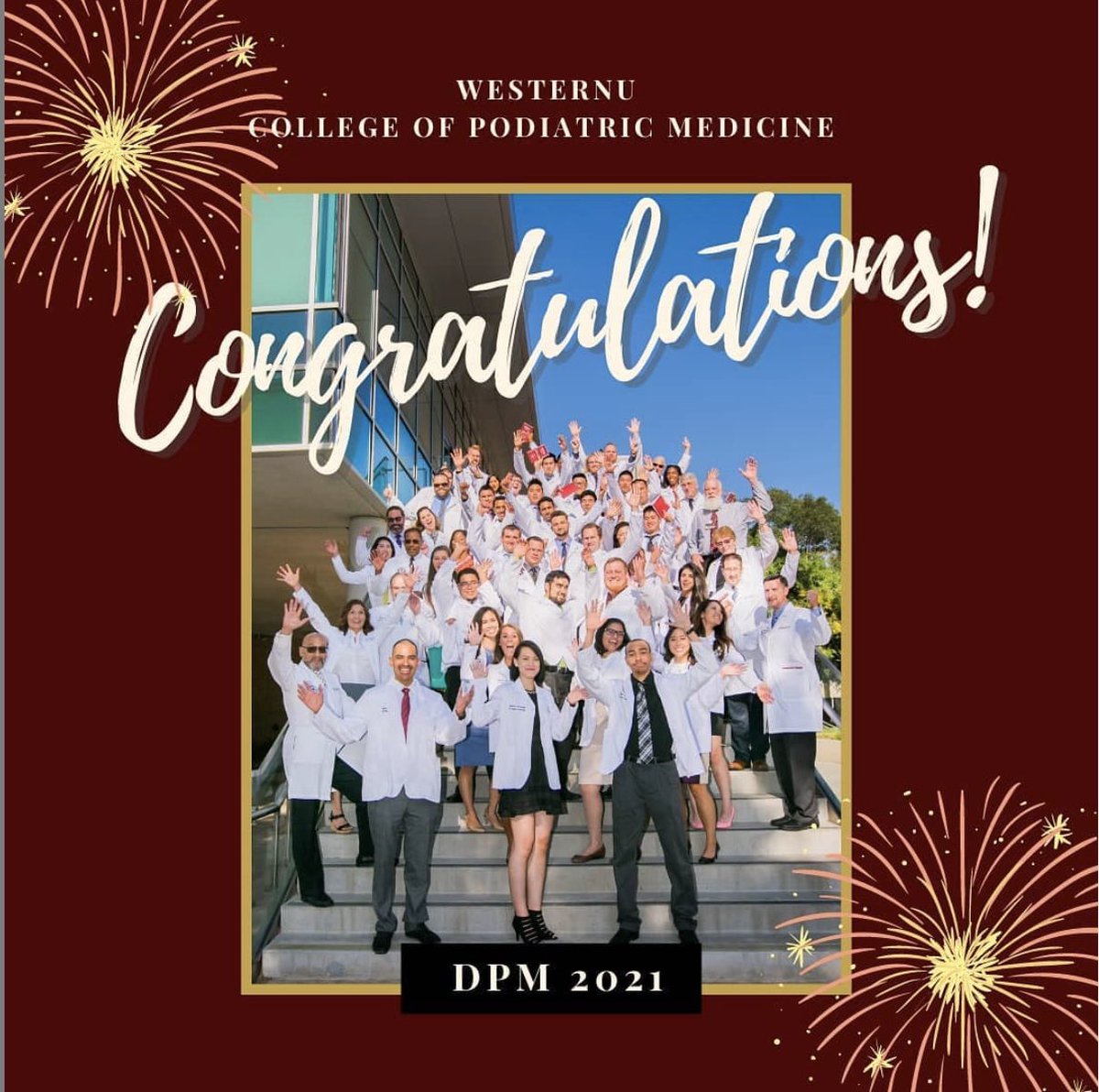WesternUNews's tweet photo. Congratulations to the College of Podiatric Medicine student doctors on matching into your residency. 

Plus, 100% residency placement! 🙌

#MatchDay2021 #WesternUProud #WesternUCPMMatch2021 https://t.co/bUSZmQzeDd