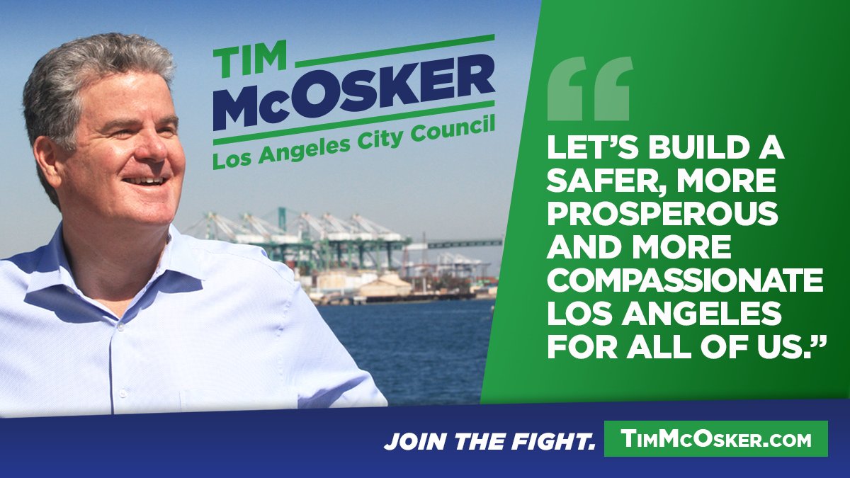 I'm running for City Council because together, we can help build a safer, more prosperous and more compassionate Los Angeles for all of us. Join me in building LA back, better: efundraisingconnections.com/c/TimMcOsker