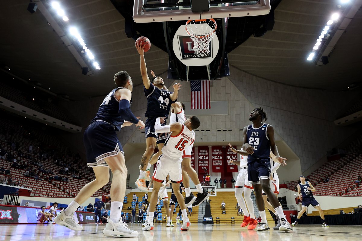 Keep attacking.

<a href="/USUBasketball/">USU Men's Hoops</a> | #AggiesAllTheWay | #MarchMadness 

📸: Getty Images