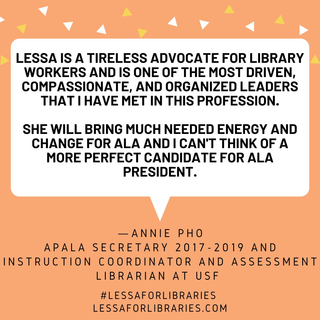 Lessa4Libraries's tweet photo. Thank you Annie Pho for your endorsement and support! #LessaForLibraries https://t.co/osPBHNj8wl