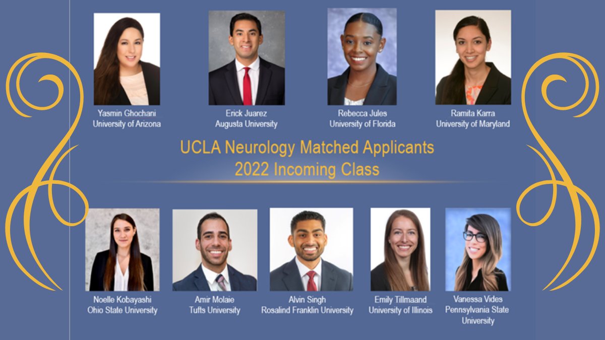 UCLA Neurology (@uclaneurology) on Twitter photo Happy #MatchDay2021 to our newest <a href="/UCLANeurology/">UCLA Neurology</a> residents! This is a historic group of future neurologists who negotiated the perils of pandemic and the unknowns of virtual interviewing with grace. We welcome our incoming PGY-2 Class of 2022 with incredible pride and excitement! Happy #MatchDay2021 to our newest <a href="/UCLANeurology/">UCLA Neurology</a> residents! This is a historic group of future neurologists who negotiated the perils of pandemic and the unknowns of virtual interviewing with grace. We welcome our incoming PGY-2 Class of 2022 with incredible pride and excitement!