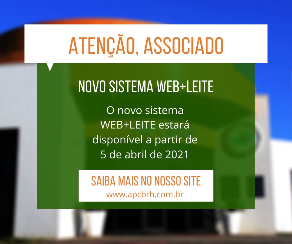 ATENÇÃO, ASSOCIADOS!
Entre os dias 19 e 25 de março, estarão disponíveis apenas as consultas. Já no dia 5 de abril de 2021, um novo sistema estará à disposição para vocês!
Saiba mais no nosso site:
apcbrh.com.br/noticias/comun…