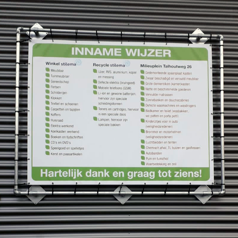 Het is bijna lente, tijd om je buitenreclame een opfrisbeurt te geven. Vlaggen, spandoeken, stoepborden of raamstickers, informeer naar de mogelijkheden: info@jtni.nl Voor Stilema hebben we een frame inclusief spandoek ontworpen en geleverd, in 5 werkdagen van idee tot product.