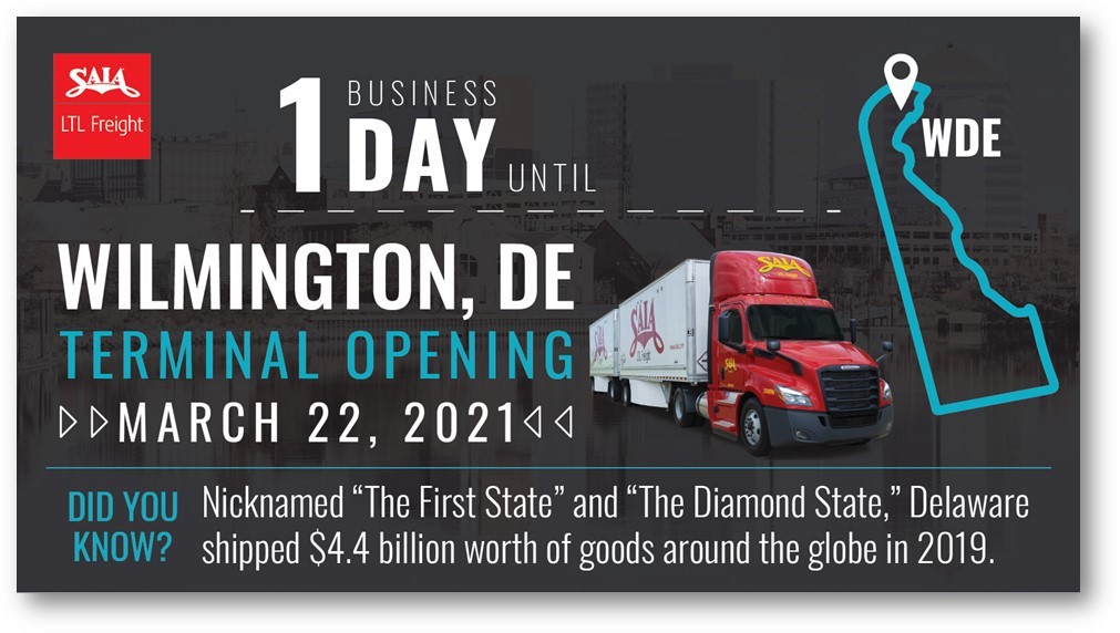 SaiaKendraT's tweet photo. We're opening another new terminal..join us in Wilmington DE. #SaiaLTLFreight https://t.co/RxC5b9a3eG