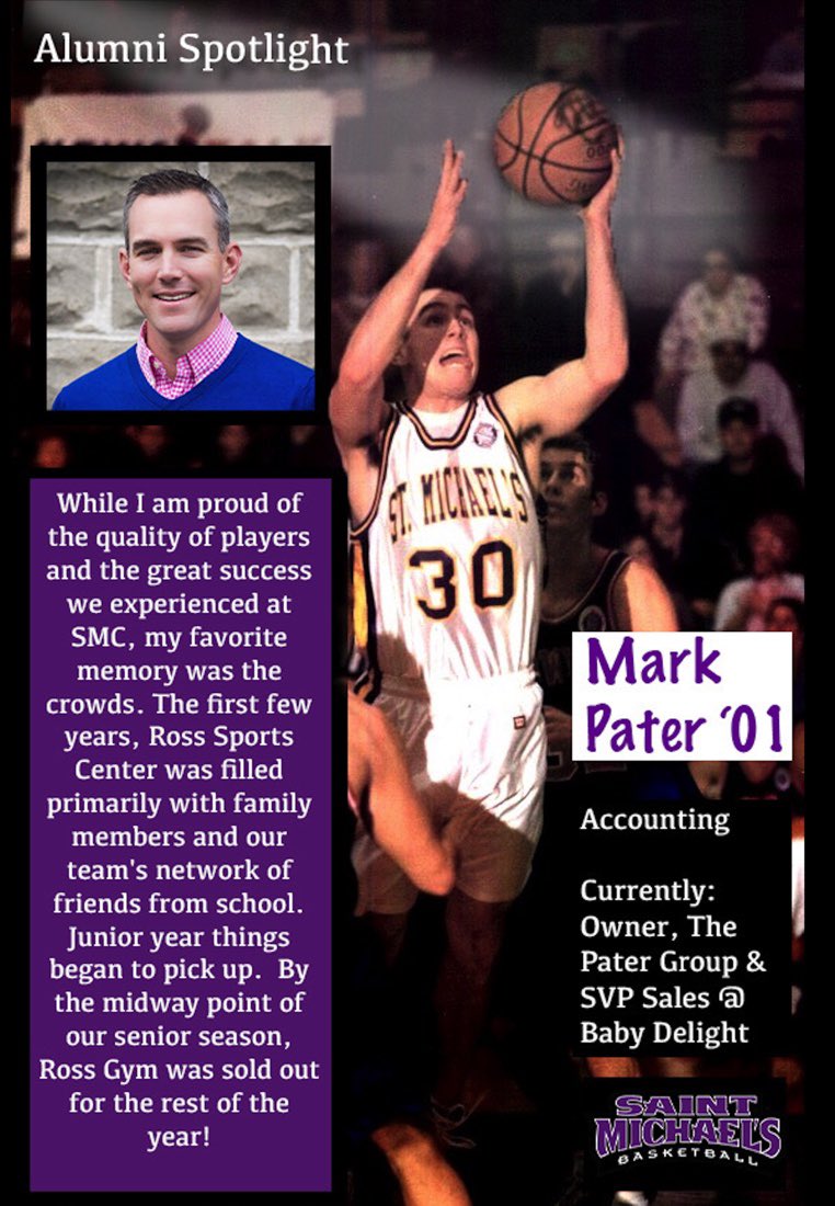 SMC_MBB's tweet photo. π¨Week 7π¨
This week our Alumni Spotlight goes to Mark Pater ! Mark graduated as a member of the β01 class ! @saintmichaels @SMCVTalumni #SMCMBB ππππ https://t.co/tqMX59xE46