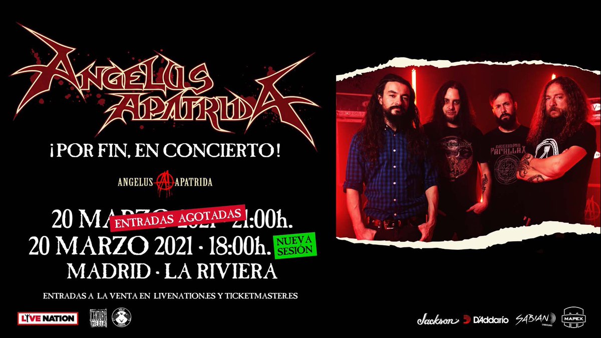 ¡Mañana sábado por fin! Angelus Apatrida presentándonos en Madrid su nuevo disco en directo. Entradas para las 18:00h en livenation.es y Ticketmaster.es