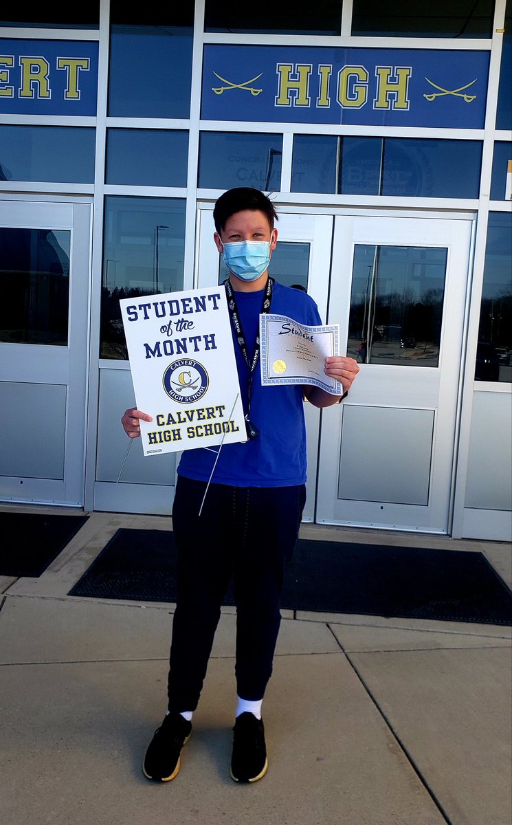THECalvertHigh's tweet image. Congratulations to Tyler Seawell, our 11th grade Student of the Month! 💙💛💙💛