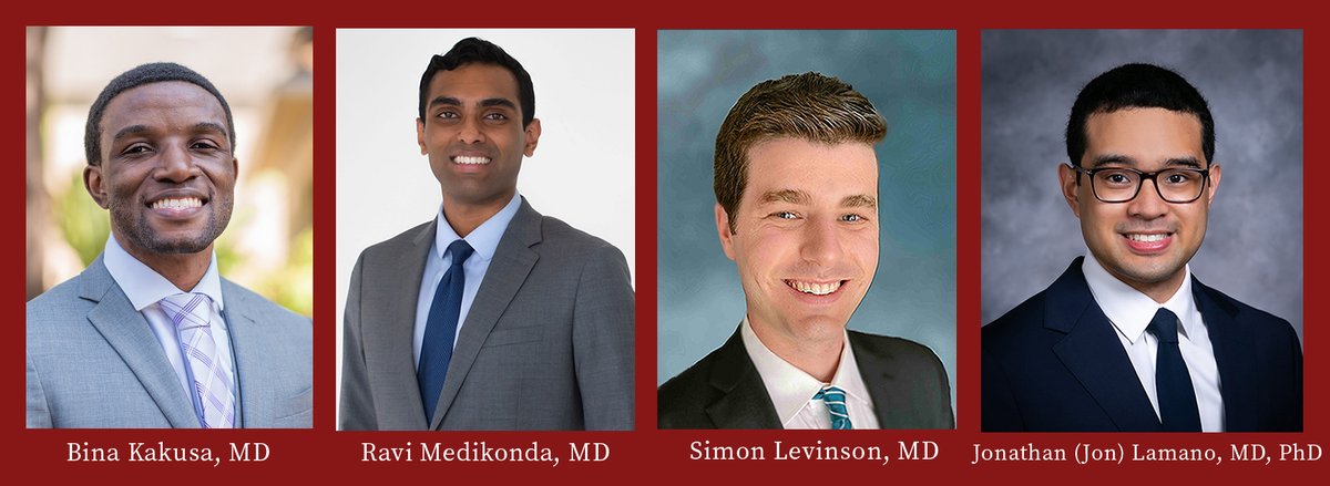StanfordNsurg's tweet photo. Congratulations and a warm welcome to Drs. Bina Kakusa, Ravi Medikonda, Simon Levinson, and Jon Lamano, our outstanding group of #Match2021 #FutureNeurosurgeons! 
#MatchDay https://t.co/DRALqxHedt