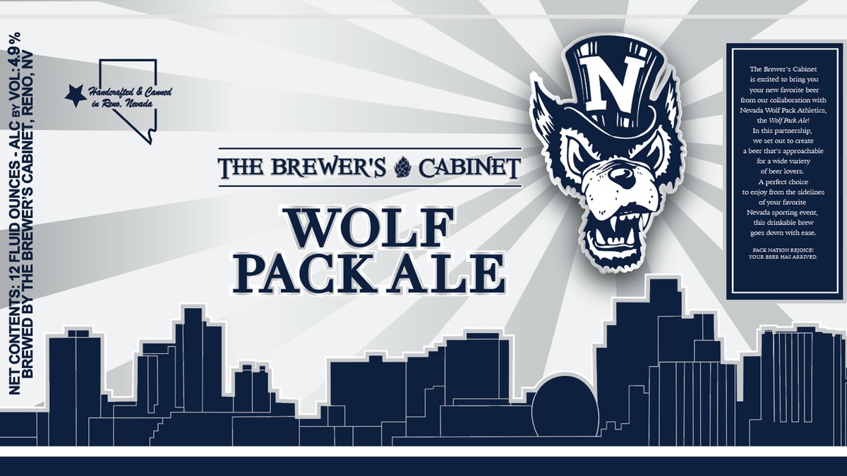 NevadaWolfPack's tweet photo. Introducing Wolf Pack Ale – the official craft beer of the University of Nevada!

Brewed in collaboration and partnership with @thebrewcab, this refreshing Kolsch-style ale will be available soon!

Full story: https://t.co/4TOZwb9sKS

#BattleBorn https://t.co/ripccZa5Dz