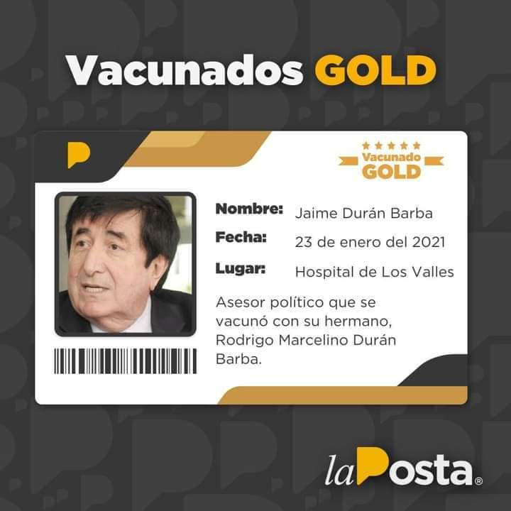 EduardoDel1997's tweet photo. DESDE LA PRIMERA DAMA HASTA EL CANCILLER DE UNA U PRIVADA. 

#LaPosta presentó un listado de personas cercanas al gobierno, que se habrían vacunado sin estar en primera línea. Entre los nombres más reconocidos esta la #PrimeraDama, #RocíoDeMoreno, todos forman de #VacunadosGold https://t.co/IV8opOwif9