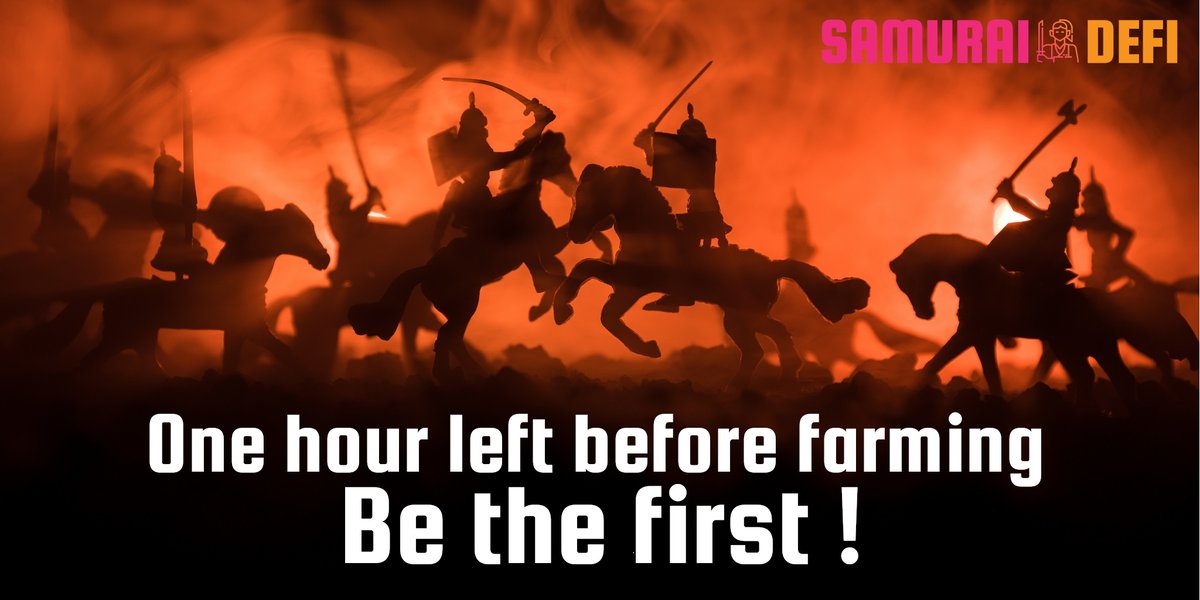 samurai_defi's tweet photo. 1 hour left before the launch farms &amp; pools ! 🚀
https://t.co/3idG46Ww68 

Countdown :  https://t.co/VSW2lWtdAE

#bsc #binance #amm #yieldfarming #BinanceSmartChain #bitcoin https://t.co/a07t739bg7