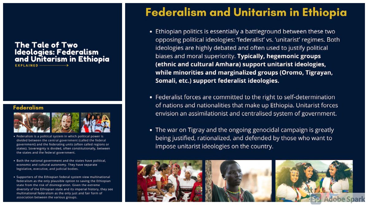  TPLF's fallacious "unitarism vs. federalism" dichotomy. E.g. see propaganda slides created by  @OmnaTigray. This was intended to distract from  #TPLF's own ethnocracy + plutocracy + totalitarianism (their manifesto labelled  #Amhara their enemy): https://twitter.com/TheDejazmach/status/1371029462247161856?s=20[7/8]