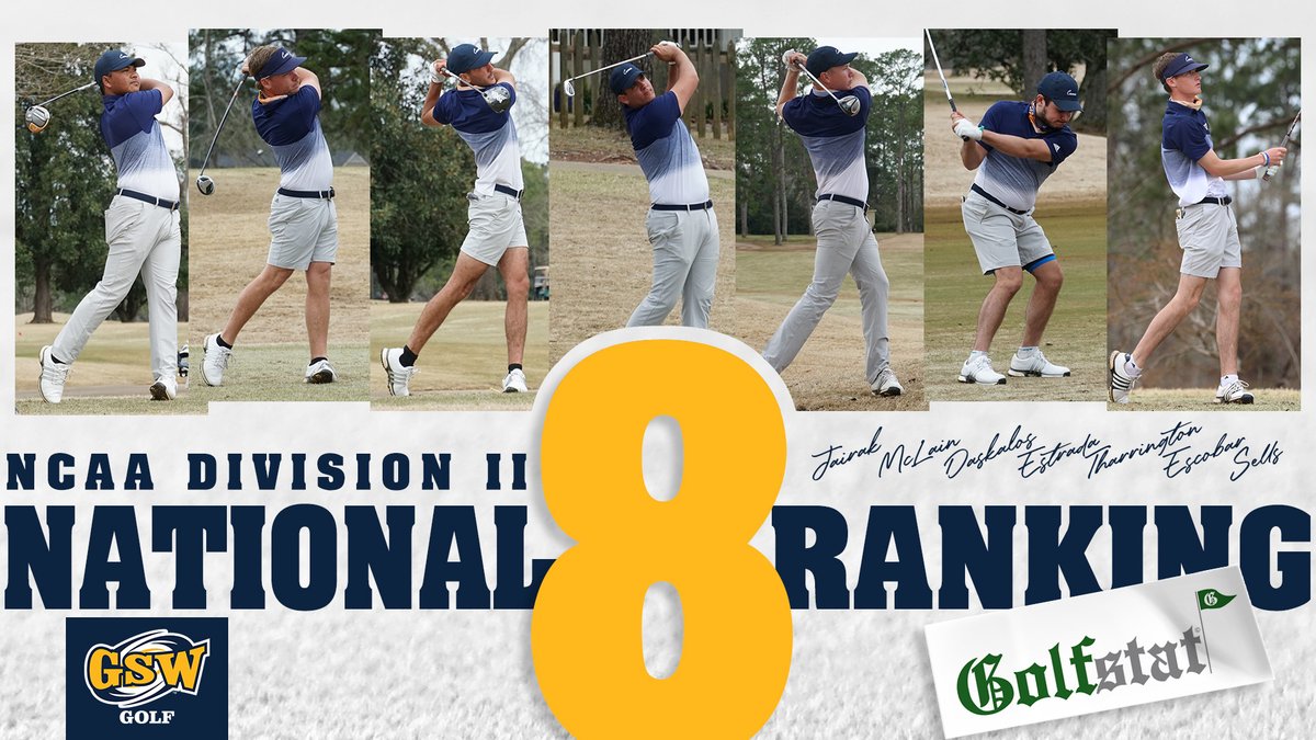 GSWAthletics's tweet photo. Latest @Golfstat computer rankings have @GSW_GOLF  as the #8 team in NCAA Division II.

The Hurricanes won the 15-team Southeastern Collegiate in Valdosta for the 2nd consecutive year on Tuesday.

Next: Bobcat Invitational at the Golf Club of Cuscowilla in Eatonton, Ga. (Mon/Tue) https://t.co/klAFwcvb5X