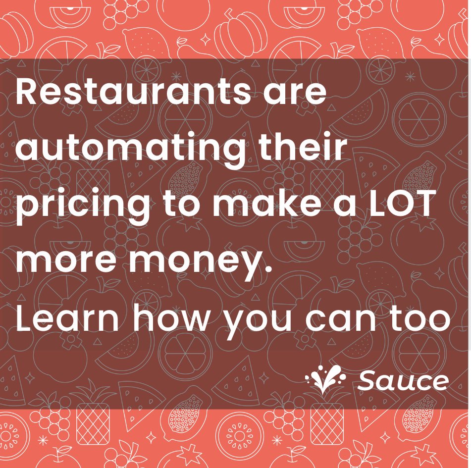 SaucePricing's tweet photo. Tired of wondering if you're charging the right price for your menu items? Sauce analyzes your online orders and finds the prices that get your restaurant more money, while keeping your customers happy. https://t.co/5uujTxp2TB