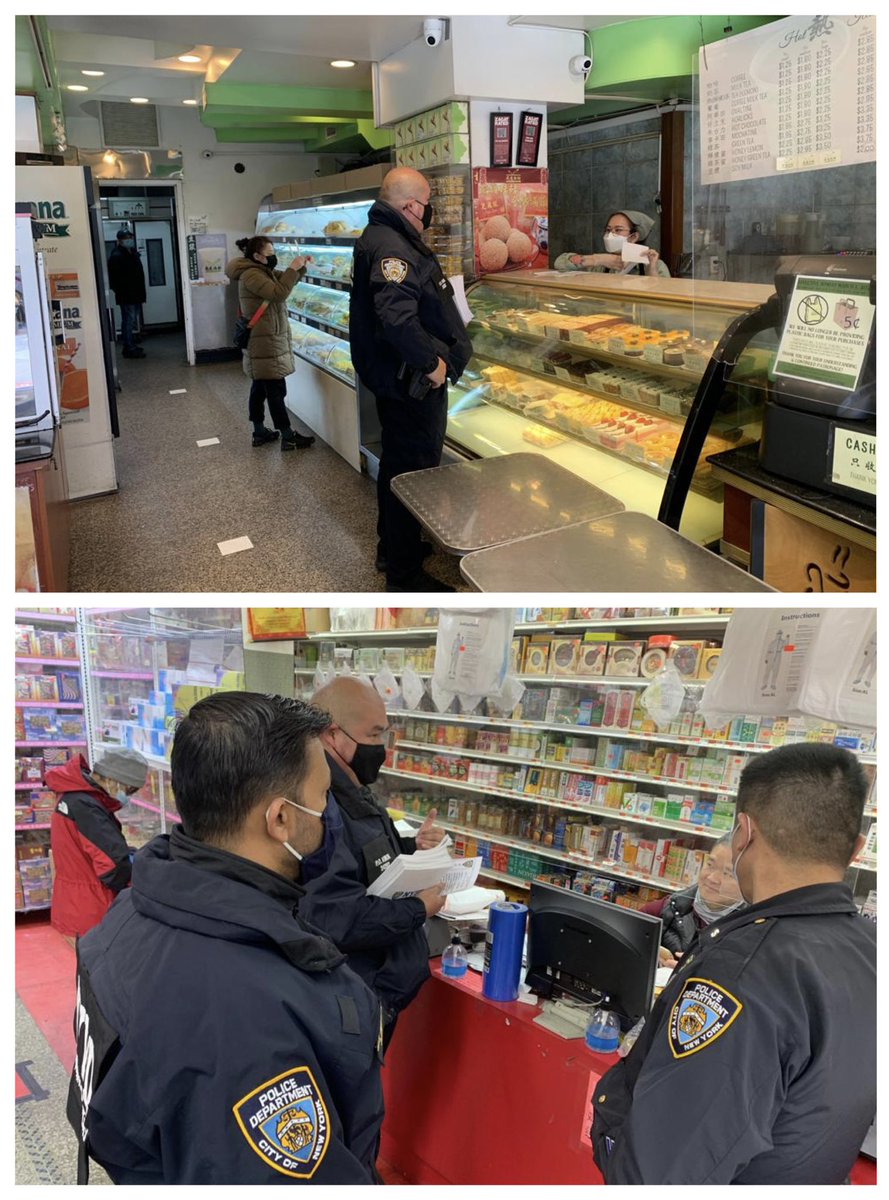 NYPD5Pct's tweet photo. NCO A officers Morell & Li with Community Affairs @NYPDCommAffairs Sgt Siddque & officer Kwok visited many places in Chinatown as well as distributing flyers. The flyer is a self instruction when calling 911 written in Chinese. #NYPDPBMS #NYPDHateCrimes #Calling911 #NYCChinese https://t.co/7erbD2Cg6x
