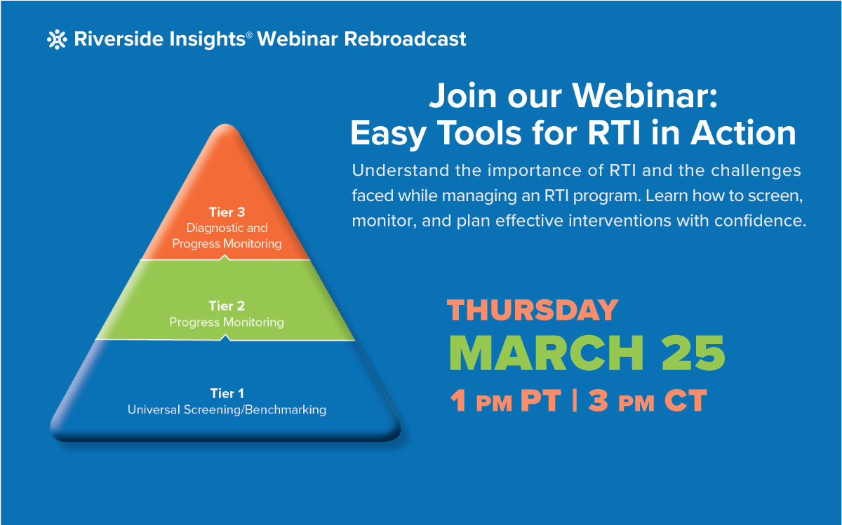 1BillionLives's tweet photo. Join Riverside Insights in a complimentary webinar rebroadcast dedicated to response to intervention - its constructs and challenges.  

Easy Tools for RTI in Action https://t.co/5jctACX6f2

#RTI #edchat #webinar https://t.co/gDcGpdhDNd